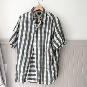 Vintage 90s Tommy Jeans Olive and White Checkered Button Down Shirt Size Large